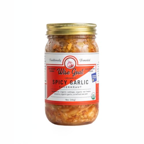 Raw Organic Fermented Probiotic Sauerkraut, 'Spicy Garlic' Variety [Vegan, Gluten Free, Non-GMO,...