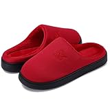 landeer Women's and Men's Memory Foam Slippers Casual House Shoes (Red,Women7-8/Men5-6)