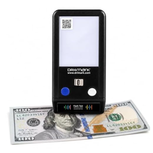 Dri Mark Flash Test Counterfeit Bill Detector, 3 Easy Tests in One Small Device, Watermark, Ink, Security Strip, Fast and Accurate Money Checker, Fake Currency Detection Machine, Maintenance Free
