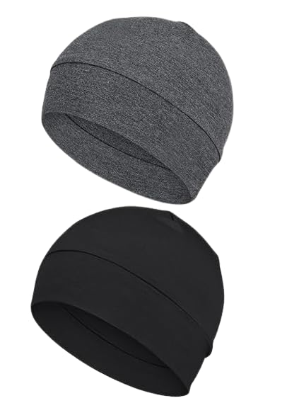 PAROPKAR 100% Cotton Blend Skull Caps, Lightweight Breathable Skull Beanie Sleep Cap Helmet Liner for Men Women