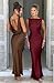 Memoriesea Women's Satin Elegant Sleeveless High Neck Tie Cocktail Party Maxi Dress Burgundy