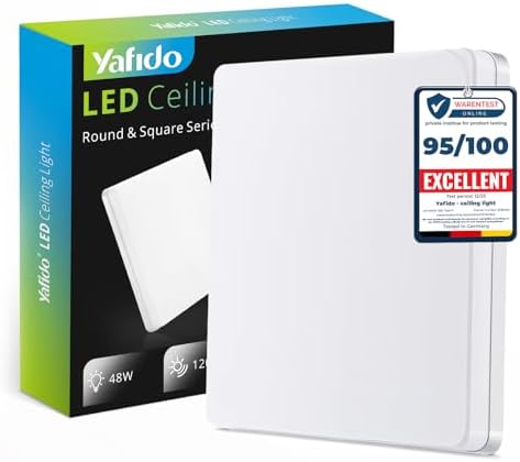 Yafido Ultra Slim LED Ceiling Lamp 48W 4320LM UFO Panel 6500K Cool White LED Ceiling Lamp for Living Room Bedroom Living Room Office Kitchen Balcony and Dining Room Non-Dimmable 30 x 30 x 4 cm