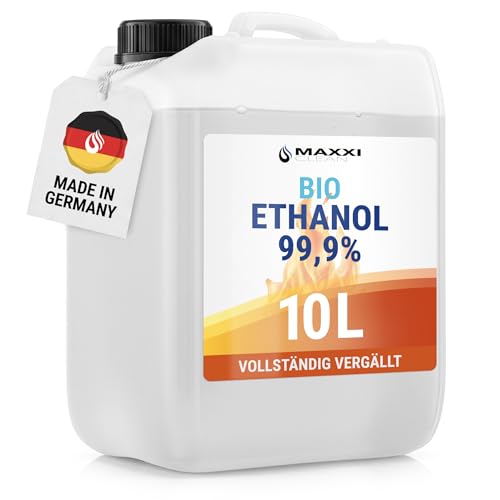 Maxxi Clean I Bidon de 10 litres de bioéthanol pour cheminées de Table I Inodore et sans suie pour Les cheminées à l'éthanol d'intérieur et d'extérieur...