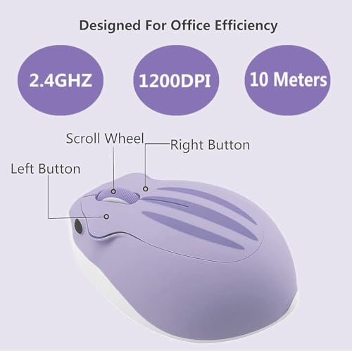 Mouse portátil inalámbrico con forma de hámster de 1200 DPI y receptor USB para laptop 5