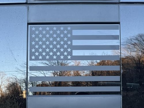 Image of Xinghe for Chevy Colorado GMC Canyon 2015-2026 Rear Middle Window American Flag Decal, Matte Black USA Flag Vinyl Sticker for Truck Back Center Sliding Window Glass, Patriotic Exterior Accessories