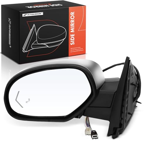 A-Premium Driver Side Power Door Mirror - Compatible with Chevy Tahoe, Suburban 1500 2500 & GMC Yukon - Heated Power Folding w/Blind Spot Detection, Turn Signal, Puddle Light, Memory Function, Chrome
