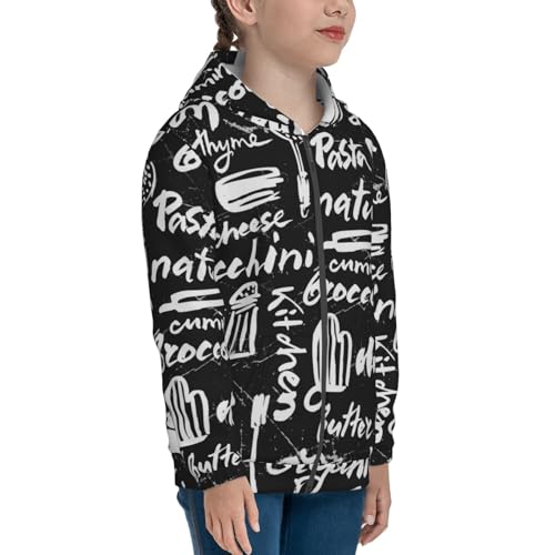 Pasta Bacon Kid Hoodies Boys Zip Up Sweatshirts Girls Pullover with Pocket4