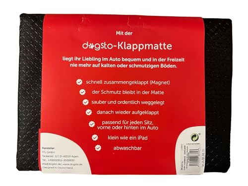 Dogsto die Hunde Automatte/Klappmatte für jedes Auto Schnell zusammengeklappt (Magnetverschluss) | Der Schmutz bleibt in der Matte | Sauber und ordentlich weggelegt ins Türinnenfach, Stoff-Malmo