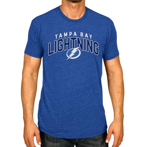 Wright & Ditson NHL Adult Powerplay Heathered Unisex T-Shirt - 100% Cotton - Tagless and Comfortable (Tampa Bay Lightning - Royal, X-Large)