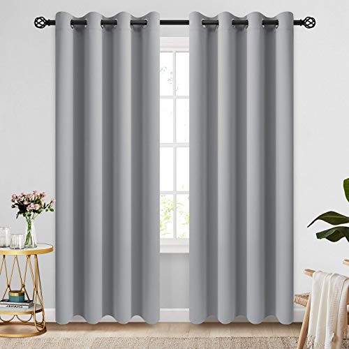 Image of COSVIYA Grommet Room Darkening Light Grey Curtains 84 inch Long for Bedroom | Light Blocking Insulated Thermal Curtains for Living Room, Blackout Thick Polyester Window Drapes,52x84 inches, 2 Panels