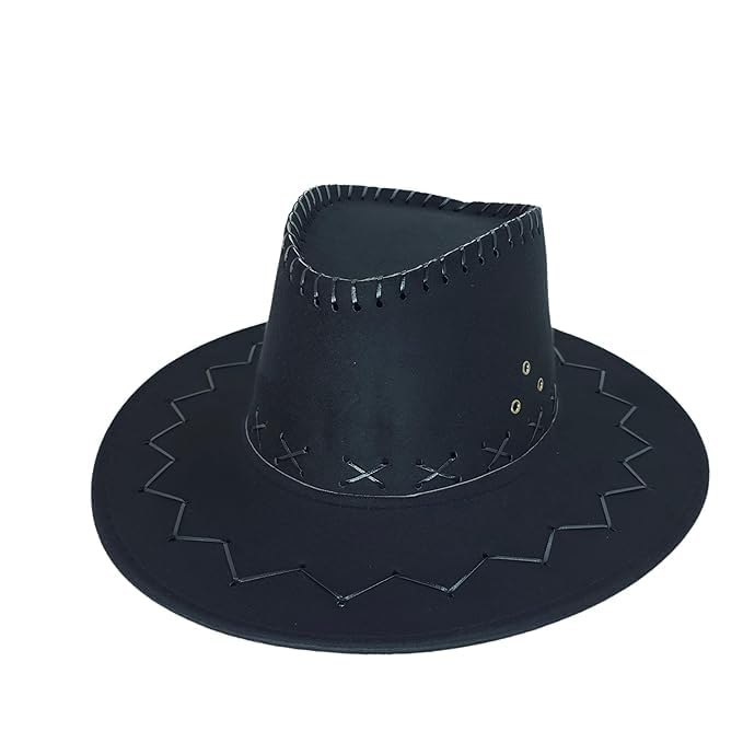 X-LENT Classic Western Cowboy Hat for Men & Women | Vintage Style with Stitched Detailing | Tan Wide Brim Hat for Outdoor, Costume