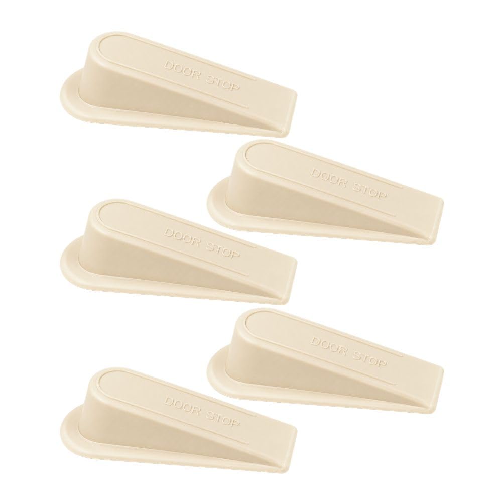 Welari Heavy Duty Door Wedge, Cream, Rubber, for Indoor and Outdoor Use, 5 Pack