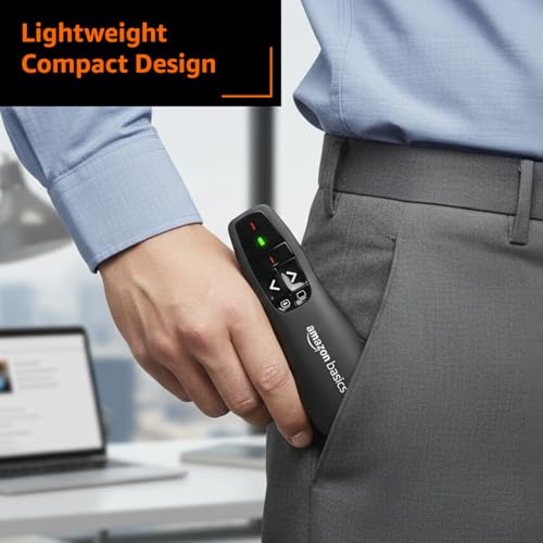 Image of Amazon Basics Wireless Laser Controller for Presentation, with USB Receiver and Battery Indicator (Battery Not Included)