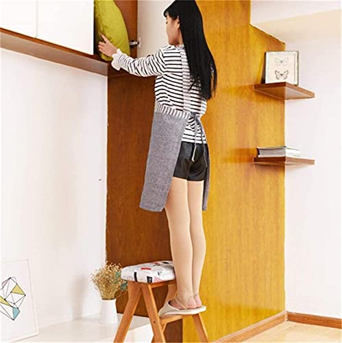 Portable Step Stool Simple Family Stool - Wooden Adult Folding Step/Ladder Stool For Adults For Living Room Bedroom Kitchen, Solid Wood Two-Step Pedal Indoor Multi-Purpose Househol #TOP4