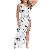 Mzkdieey Women 2023 Summer One Shoulder Evening Dress Ruched Bodycon Short Sleeve Wrap Cocktail Dres