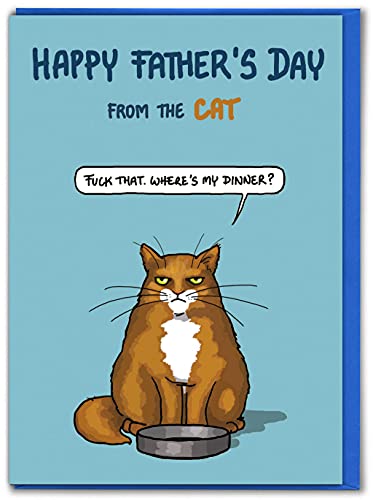 IMOOY Brainbox Candy - Lustige Vatertagskarte – „Happy Father's Day From The Cat“ – lustige freche Witzkarte für Papa – perfekt zum Vatertag oder als Geschenk