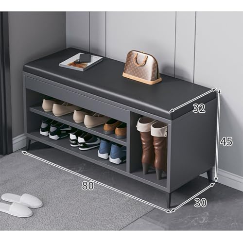 Tabouret long moderne et meuble à chaussures d'entrée multifonctionnel 80cm, A