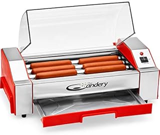 The Candery Hot Dog Roller - Sausage Grill Cooker Machine - 6 Hot