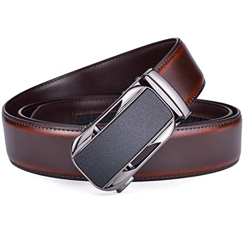 Image of Beltox Men Leather Belt w Slide Ratchet Interchangeable Buckle