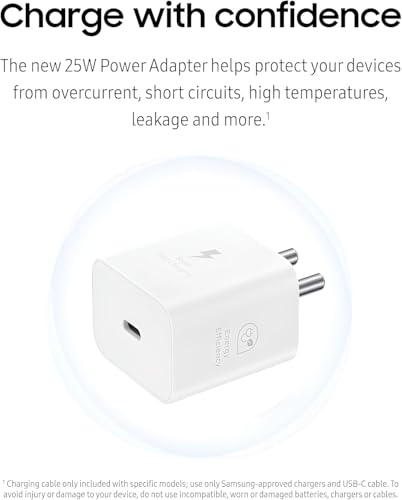 Image of Galaxy M05-25W Fast Charger Adapter,Compatible with Galaxy A16|F16|M16|A06, F06|M06|A15|F15|M15|F05|M05|M35|F35|A35|A14|F14|M14|5G, 25-watt Charging Adapter