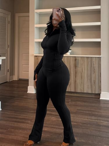 acelyn Womens 2 Piece Outfits Tracksuit Set Long Sleeve Zip Up Crop Jacket Leggings Pants Workout Sets with Pockets3