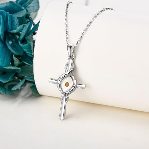 ONEFINITY Mustard Seed Necklace Sterling Silver Mustard Seed Cross Pendant Necklace Faith Can Move Mountains Jewelry for Women Christian Gift3
