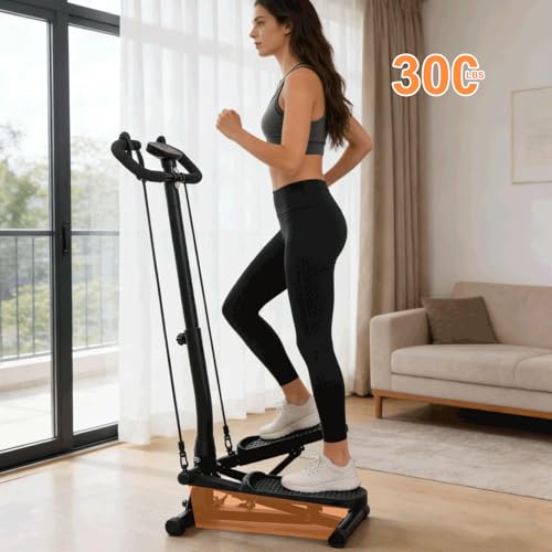 Image of BeBecome Steppers for Exercise at Home, Twist Stair Stepper with Handlebar, Low Impact Fitness Step Machine with LCD Monitor, with Tension Band,Quiet Hydraulic Cardio Trainer for Indoor Workouts
