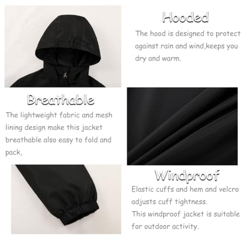 Image of SNOW DREAMS Boys Waterproof Rain Jacket Windbreaker Lightweight Coat Kids Raincoat Outerwear