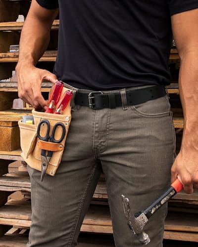 CHAOREN Work Belts for Men Heavy Duty - 1.5" Full Grain Leather Belt Casual - Fully Adjustable, Double Prong4