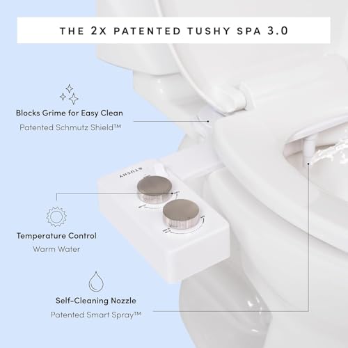 TUSHY Spa Warm Water Bidet Attachment for Toilet. Universal Fit, Easy Install (Requires Sink Access for Optional Temperature Control) Self Cleaning, Adjustable Pressure, Angle Control, Platinum Knob thumbnail 8