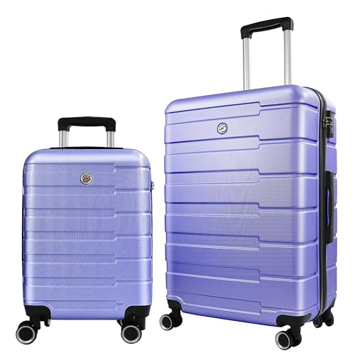 Wqzlyg Luggage Sets 2 Piece,Carry on Hard Shell Luggage Set,Lightweight Suitcase with Spinner Wheels,Travel Luggage Sets 2 Piece 20/24,Lavender purple