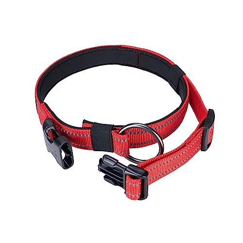 EXCELLENT ELITE SPANKER Reflective Dog Collar Classic Soft Padded Breathable Nylon Adjustable Pet Collar with Quick Release Buckle for Boy Girl Male Female Puppies Small Medium Large Dogs(L-RED) - Image 3