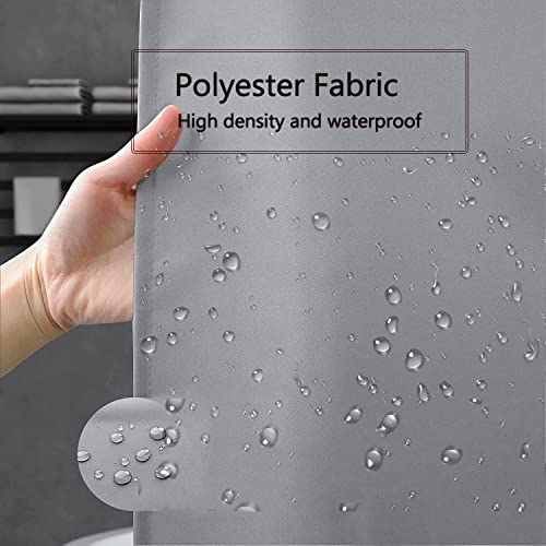 Image of LLSCL Grey Fabric Shower Curtain Liner with Magnets, Waterproof Hotel Quality, 72 x 72 Machine Washable