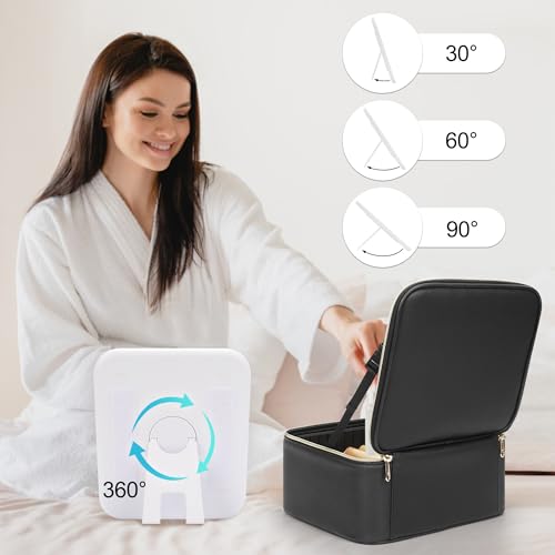 Makeup Bag With LED Mirror, Travel Makeup Case with Light up Mirror Large Cosmetic Case with 3 Color Lighted Portable Organizer Bag with Adjustable Dividers（Black）4