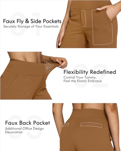 Image of G4Free EverGoing Yoga Pants Women Wide Leg Pants with Pockets High Waist Stretch Dress Casual Sweatpants Petite /Regular /Tall