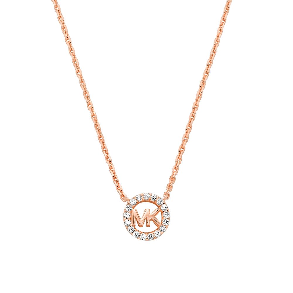 Michael Kors - Collana da donna Premium Kors MK con pendente in argento sterling tonalità oro rosa, MKC1726CZ791