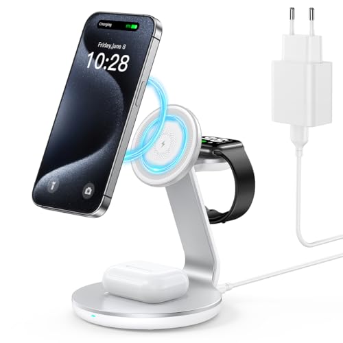 HERRBOL 3-in-1-Ladestation für Apple-Geräte, Magsafe-Ladeständer für iPhone16 15 14 13 12 Pro/Max/Plus/Mini, kabellose Ladestation für iWatch Ultra/8/7/SE/6/5/4/3/2