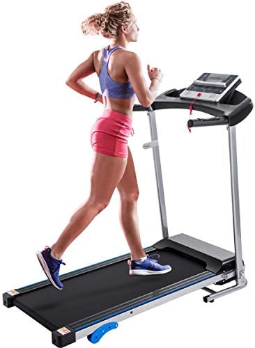 MORNOR Electric Folding Treadmill, Motorized Walking Running Machine with LCD Display, Audio Speaker, 3 Incline Levels - 220lbs Weight Capacity