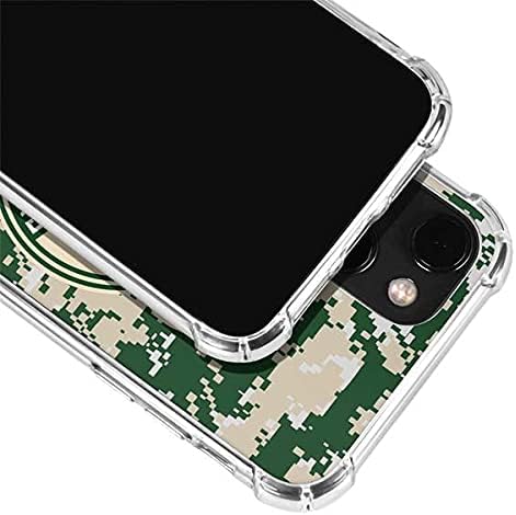 Skinit Clear Phone Case Compatible with iPhone 13 - Officially Licensed NBA Milwaukee Bucks Camo Digi Design
