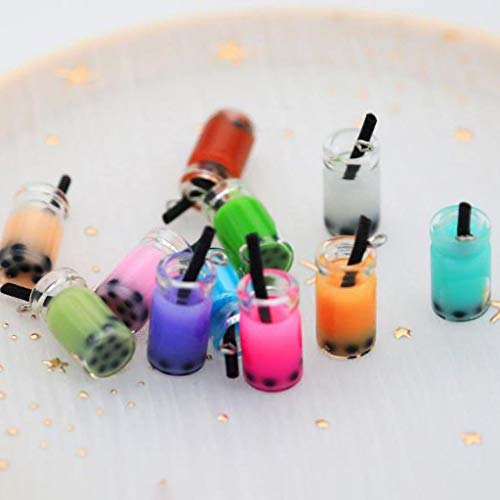 Jettingbuy 80Pcs Milk Tea Charms Fruit Tea Charm Pendant Boba Milk Tea Bottle Pendants Tea Charms Dangle Earring Necklace Pendants For Diy Jewelry Making Craft Earring Keychain #TOP5