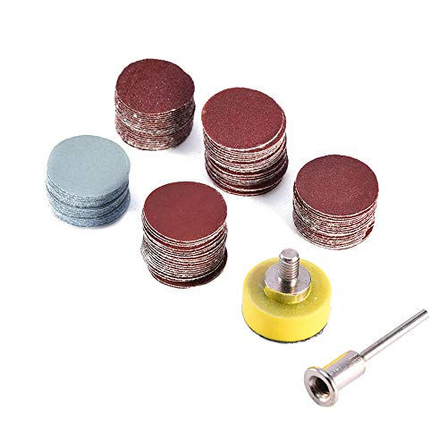 Saipor 25mm サンディングディスク 100枚 サンディングペーパーグラインダーアクセサリー研磨ツール 混合グリット ＃100/＃180/＃240/＃1500/＃3000 塗装面の研磨、金属表面の錆取り 研磨、木工生地研磨などに