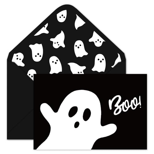 Cartes de vœux d'Halloween cartonnées avec enveloppes et stickers assortis