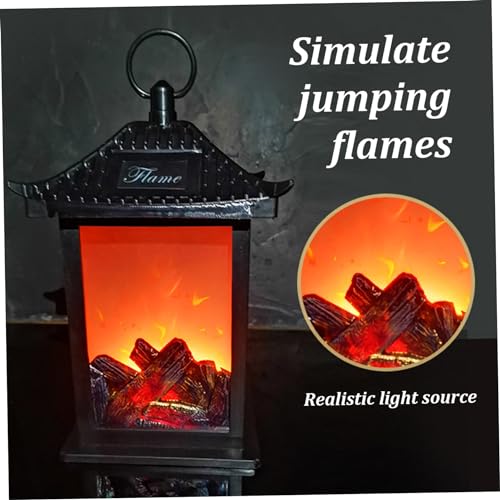 Mini chimenea de escritorio LED farol sin llama con puerto USB y asa portátil 4
