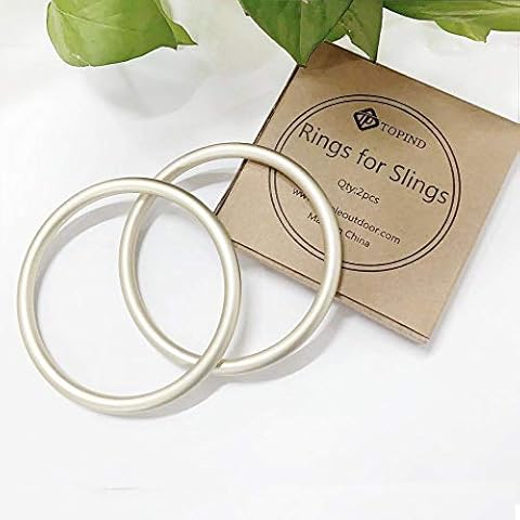 TOPIND 3 inch Aluminum Rings for Baby Slings and Baby Carrier, Sling Rings Wraps Carriers Strong Durable Anodized Aluminum Rings Lead and Nickel Free, lab Tested for Strength and Safety(Light Gold) Cover