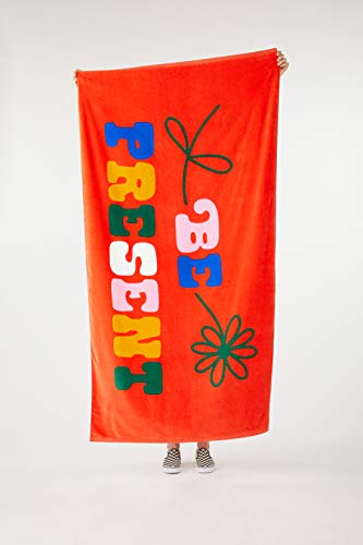 Ban.do Beach, Please! Giant Oversize Red Terry Cloth Beach Towel, Be Present #TOP2