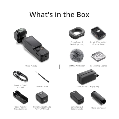 DJI Osmo Pocket 3 Creator Combo, Vlogging Camera with 1'' CMOS & 4K/120fps Video, 3-Axis Stabilization, Face/Object Tracking, Fast Focusing, Mic Included for Clear Sound, Small Camera for Photography 7 41YXZGWOWYL