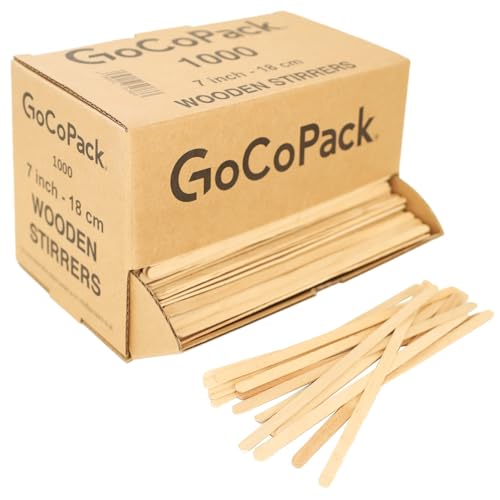 Eco-Friendly Wooden Coffee Stirrers - 7 (18cm) - Pack of 1000 in Dispenser Box with Drawer for Easy Dispensing