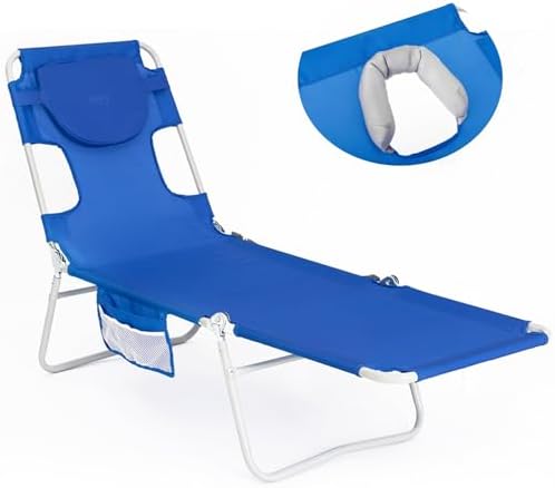 #WEJOY Sonnenliege Klappbar mit Lesefenster & Armöffnungen bis 120kg | 5-Stufig Verstellbare Gartenliege mit Kopfstütze, Belastbar bis 120kg, Leichte Strandliege für Garten, Terras