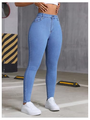 SOLY HUX Women's High Waisted Stretch Denim Pants Tummy Control Casual Skinny Jeans Leggings4