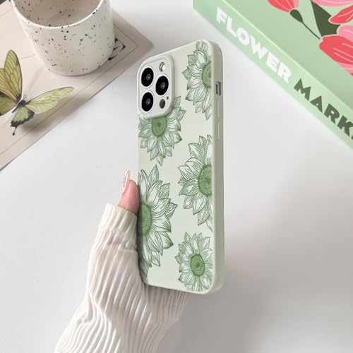 Coque iPhone 13 Pro Max antichoc vert olive silicone souple motif floral